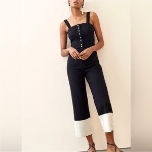 Maeve Anthropologie The Colette Linen Blend Cropped Overall Jupmsuit 8